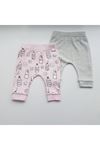 Tongs Baby 3138 Kız Bebek Milk Baskılı 2'li Penye Pijama Alt Pembe-Gri