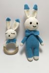 Amigurumi Sevimli Tavşan ve Çıngıraklı Diş Kaşıyıcı - Mavi